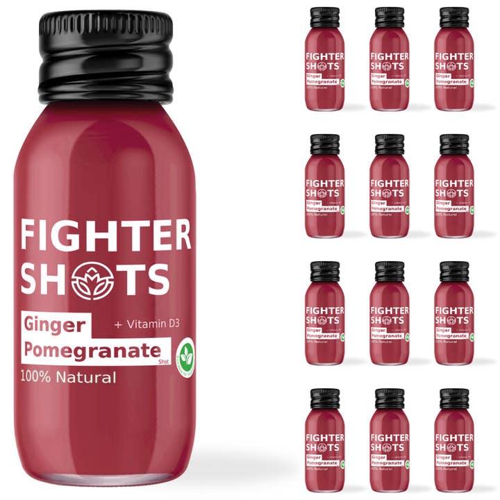 Fighter Shots - Wholesale Wellness Juice/Tonic - Fighter Shots Ginger + Pomegranate Shot (12x60ml)15