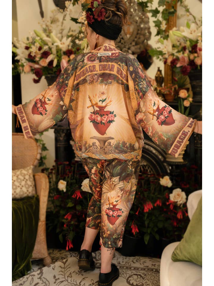 Market of Stars - Wholesale Kimono - Women's - Courage Dear Heart Pixie Duster Crop Kimono w/ Sacred Heart