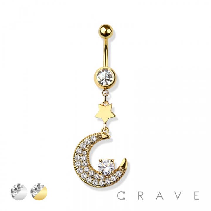 MOND UND STERN BAUMELNDER NABELRING AUS 316L CHIRURGENSTAHL für den Großhandel von CRAVE