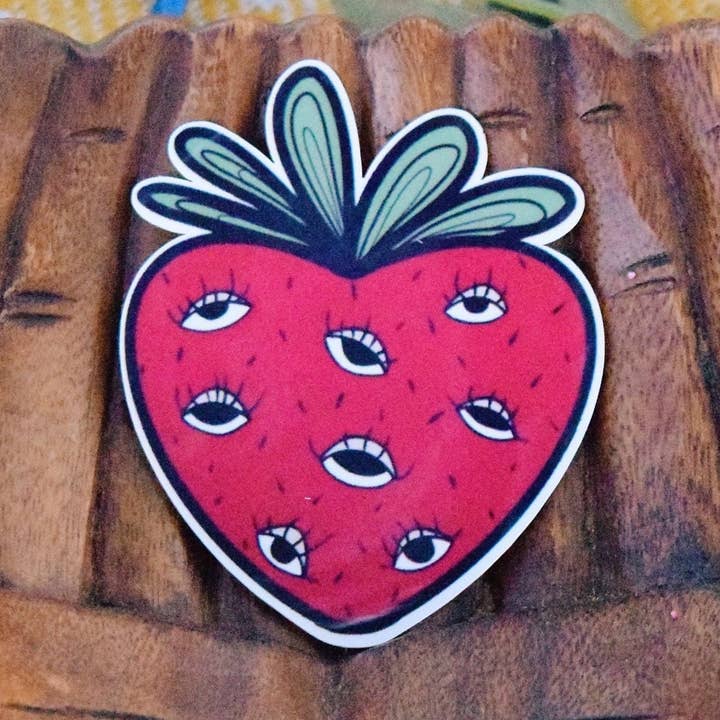Bibliskt exakt jordgubbe, söt jordgubbsklistermärke för wholesale av Toadstool Creations