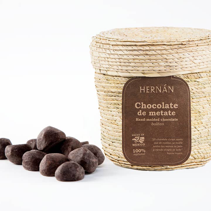 HERNÁN - Wholesale Chocolate - Cinnamon Mexican Chocolate Bolitas in Basket - 240g0