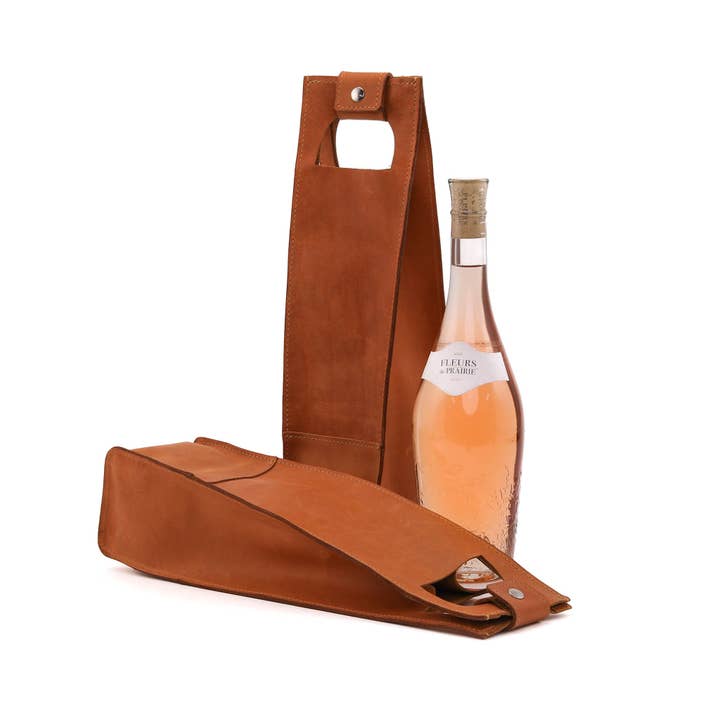 Lifetime Leather Co - Wholesale Wine Tote - Handmade American Full Grain Leather Wine Tote
