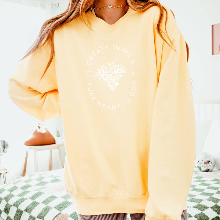Verita Culture - Wholesale Graphic Sweatshirt - Women's - Create In Me A Pure Heart Inspirational Christian Sweatshirt3