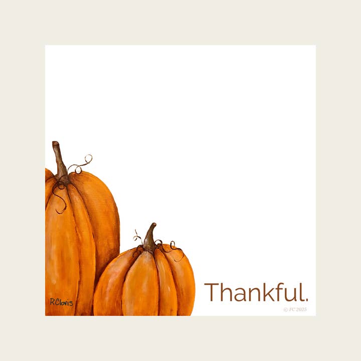 Bloc-notes adhésifs avec art de citrouille d'automne et "Reconnaissant" | 50 pages pour la vente par Forever Caroline LLC