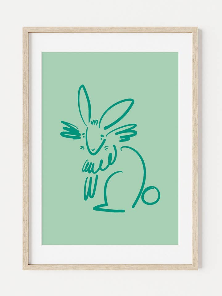 Letta the Rabbit A4 Art Print for wholesale by Looksee Illustration