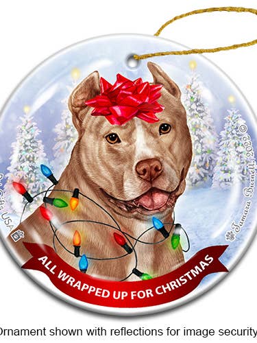 Pit Bull beskåret fløde & Hvid alt indpakket ornament for engroshandel hos Pet Gifts USA, LLC