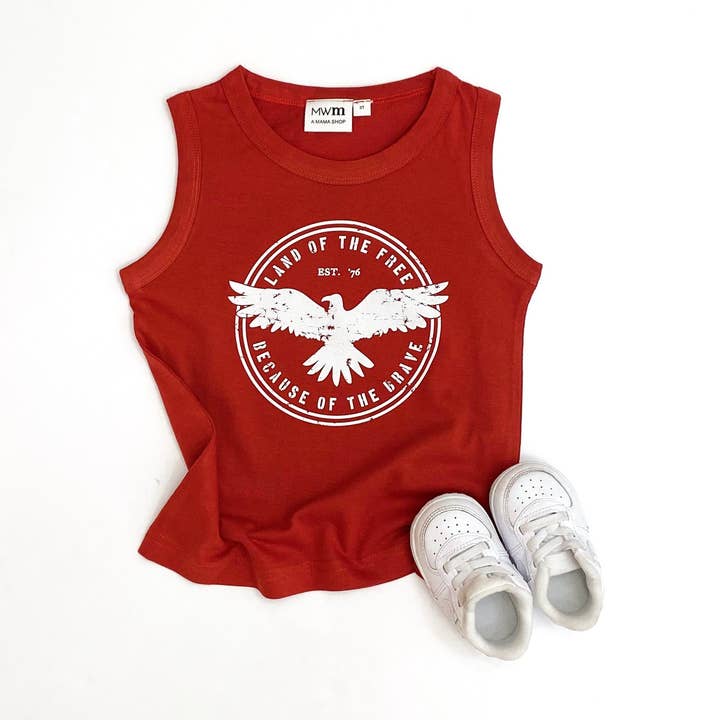 Land of the Free Child Tank - White Design for wholesale by Merce and Company