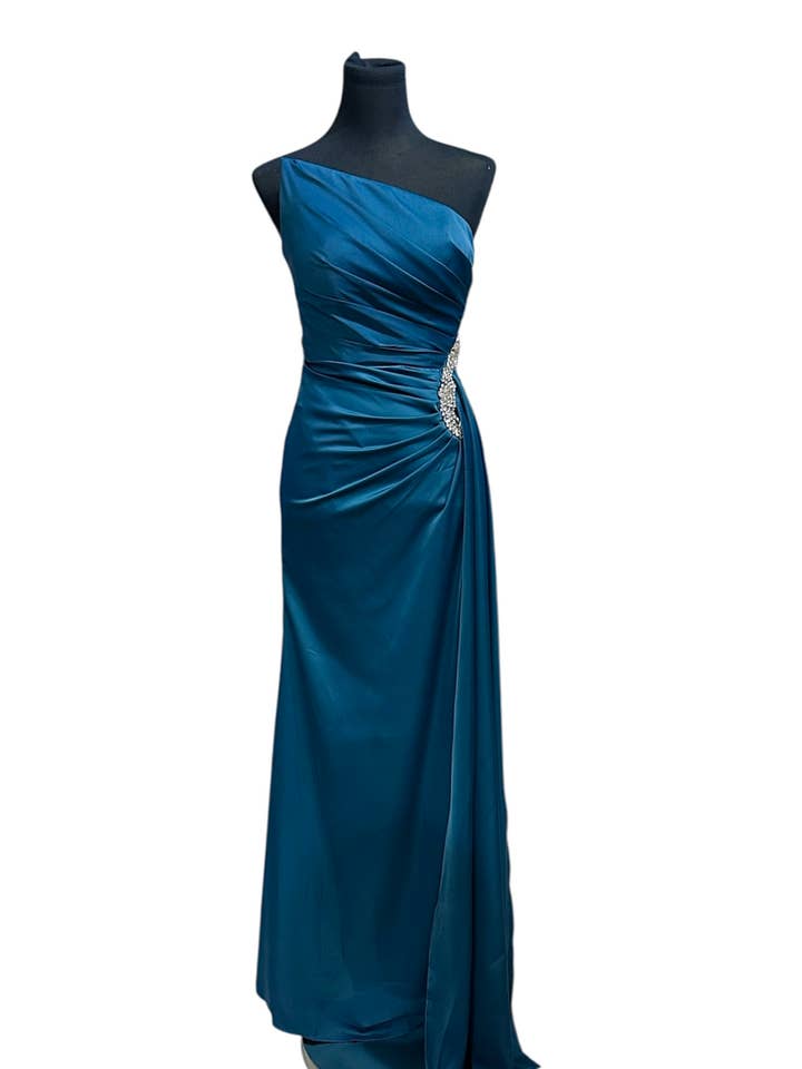 Glamorous strapless dress Teal Blue for wholesale by Les Voiliers