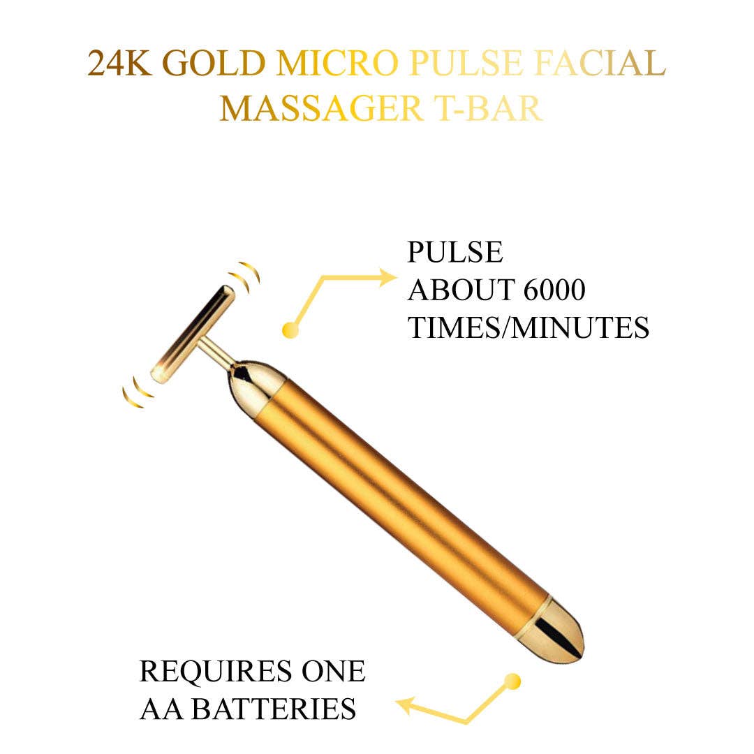Eclat Cosmetic Ltd – wholesale Electronic skincare device – 24K Gold Micro-Pulse Facial Massager T-Bar4