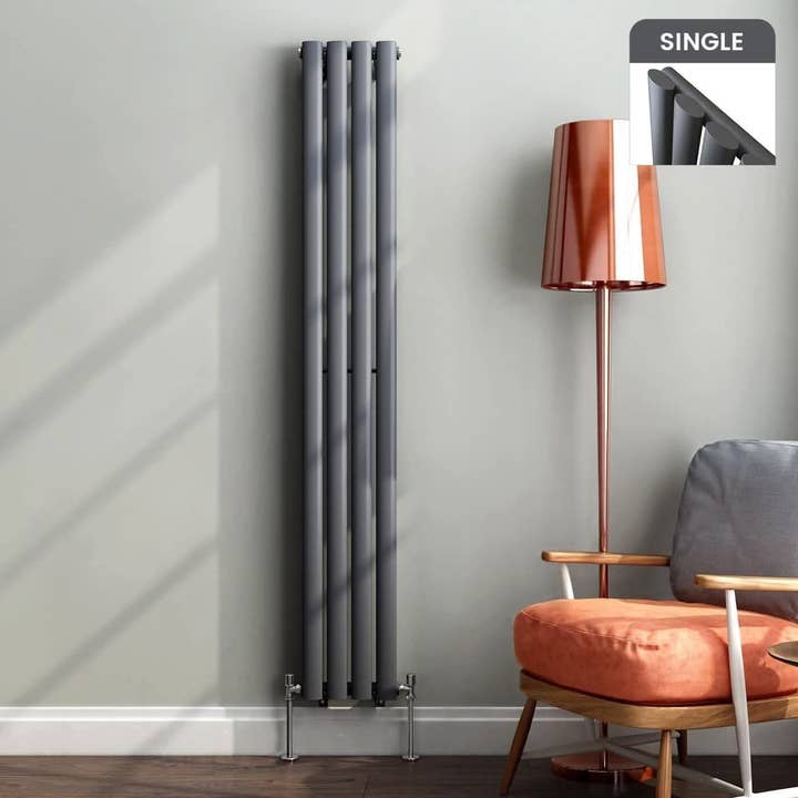 Princia Vertical Oval Single Panel Radiator for wholesale by Bathroom4Less