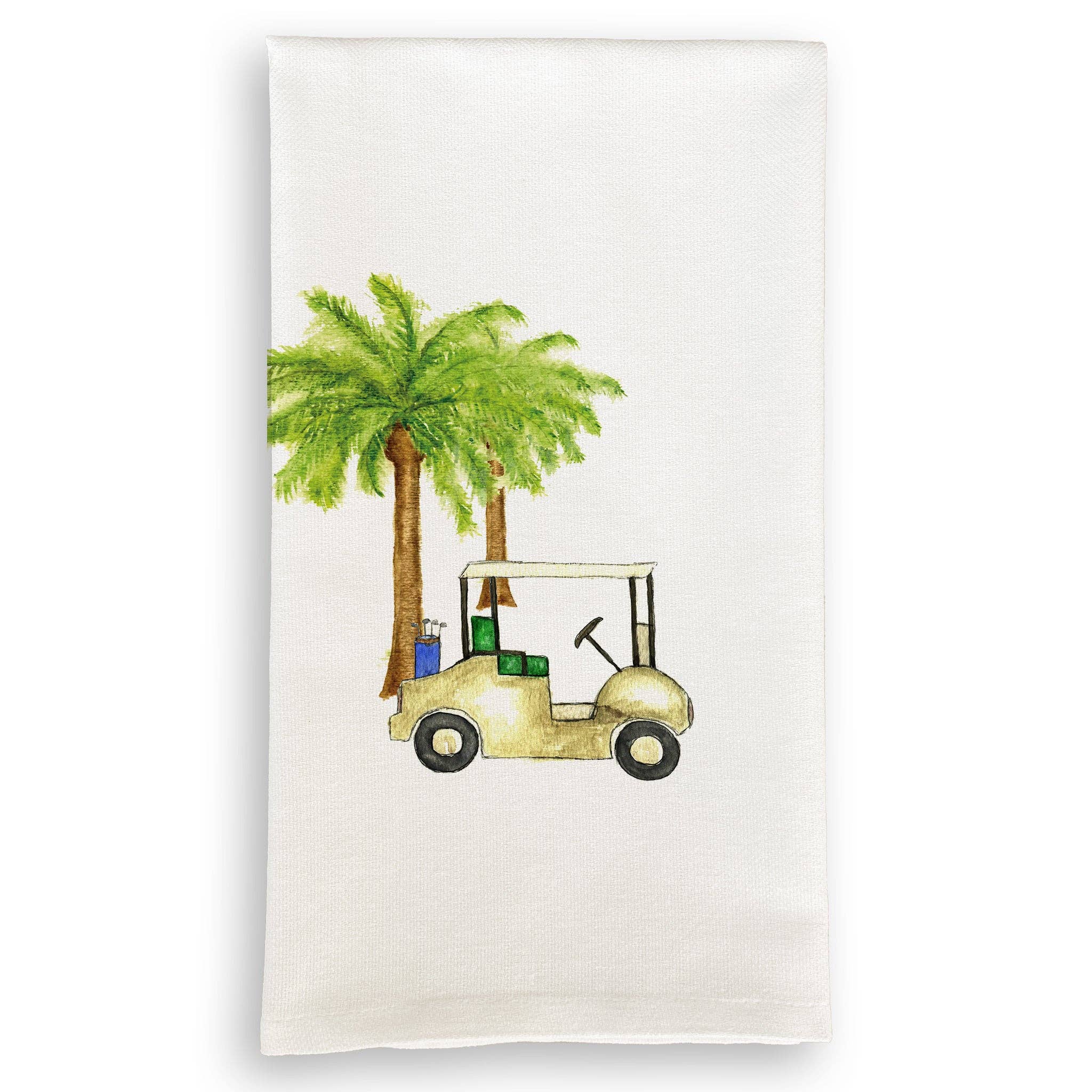 French Graffiti - Wholesale Tea Towel - Golf Cart with Palm Trees0