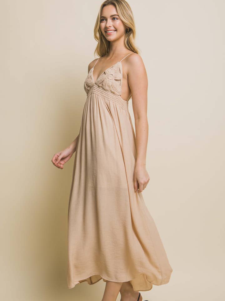 ..0623 Spaghetti Strap Midi Dress With Flower Design SI-27990 for wholesale by 42POPS