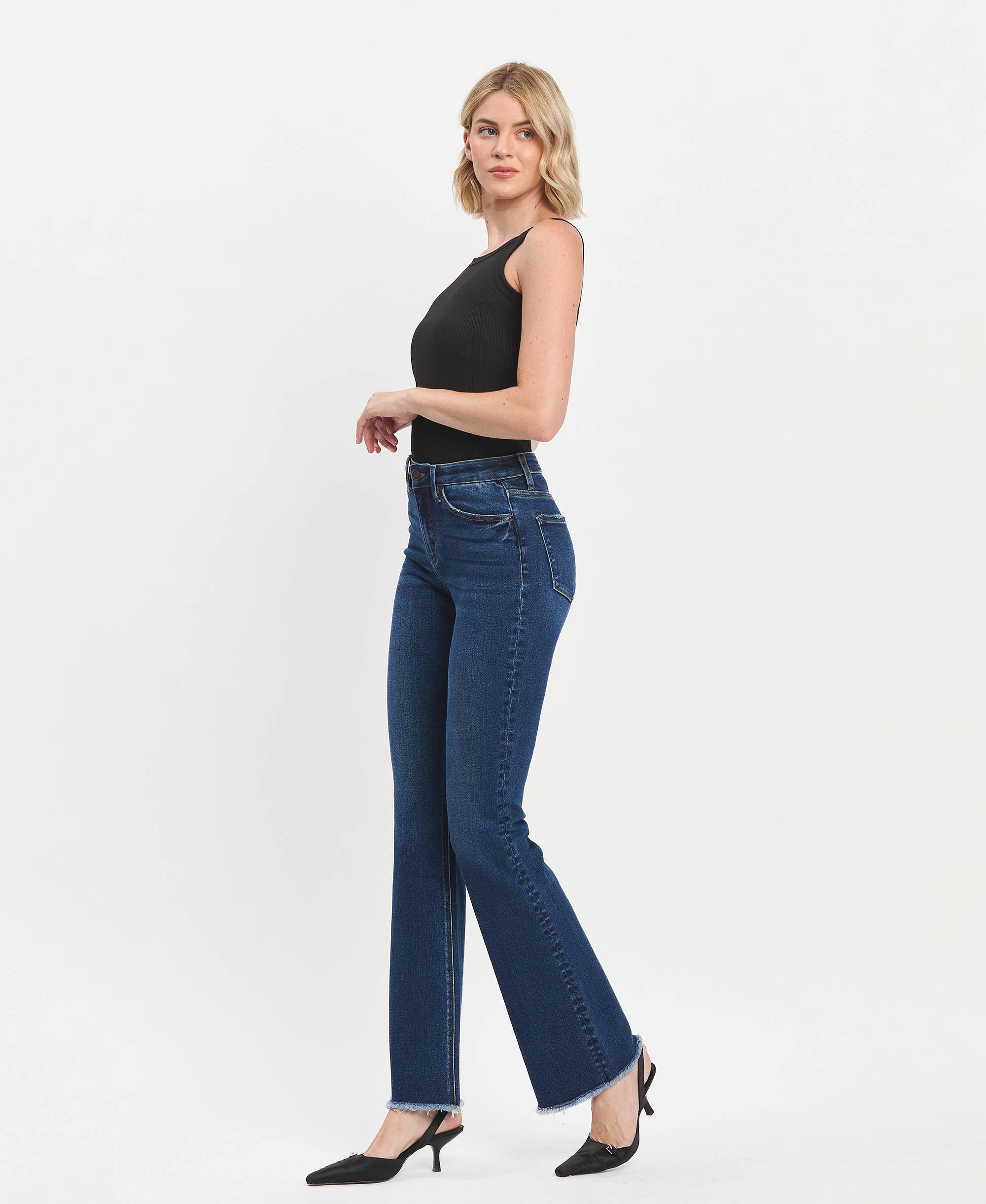 CHARGE D'AVION JEAN BOOTCUT TAILLE HAUTE À OURLET BRUT LV1483 en vente sur Faire10