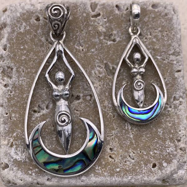 Goddess Design Studio - Wholesale Individual Charm/Pendant - Sterling Silver & Shell Moon Goddess Small Pendant 1
