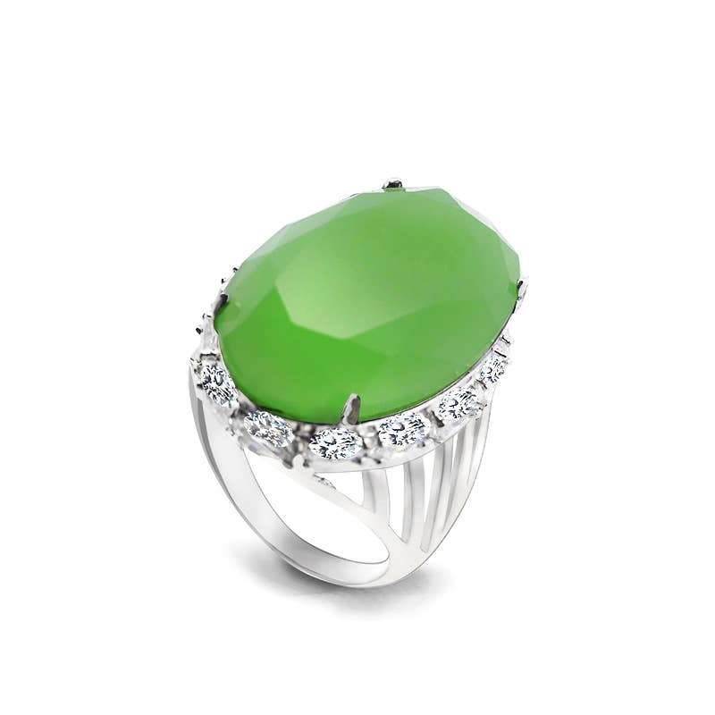 AMORINO SRL - Wholesale Single Stone/Solitaire Ring - OVAL RING IN COROLATED GLASS - ZY731760A334