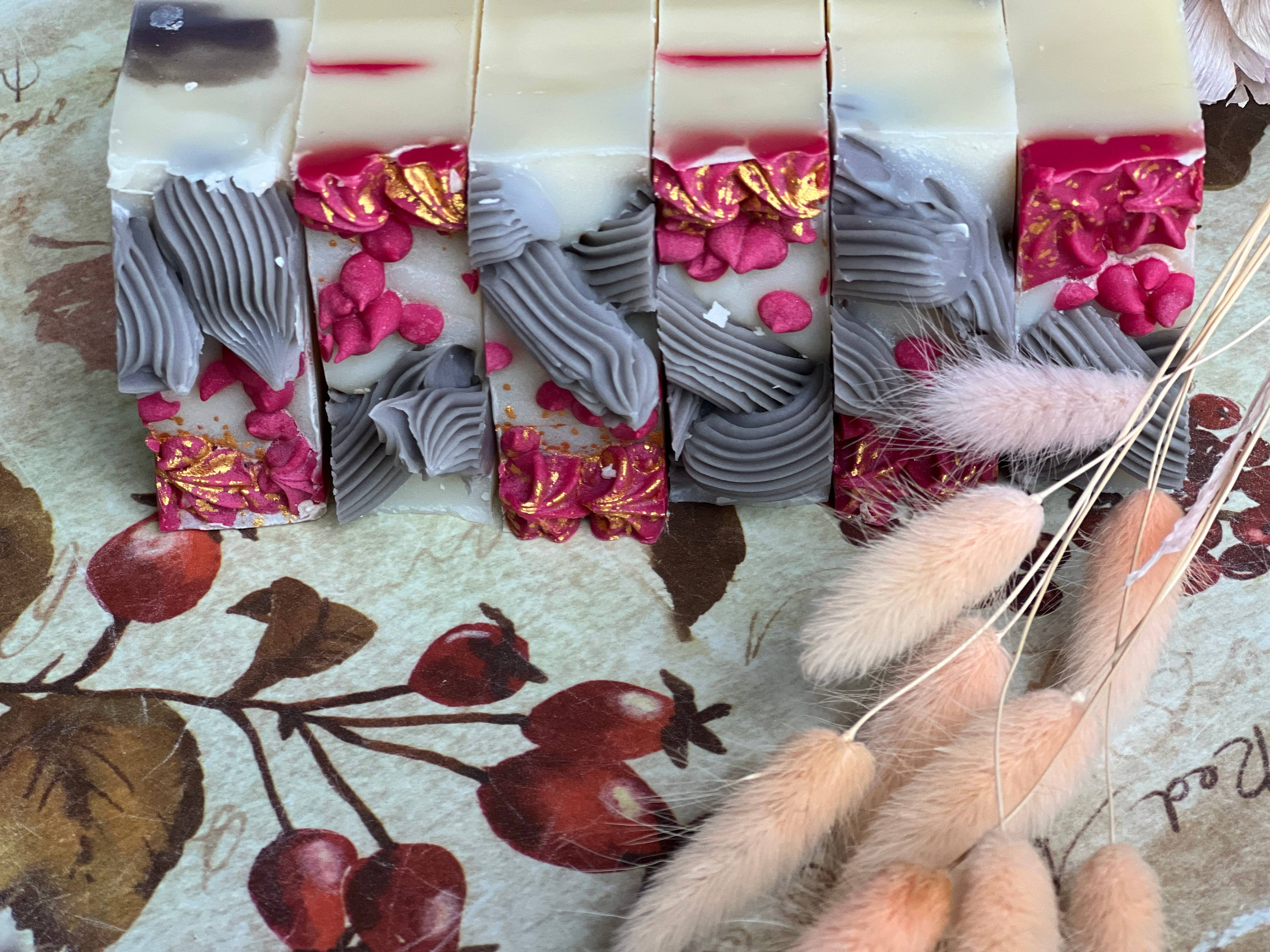 MeiJi & co. - Wholesale Bar Soap - Autumn Bliss Artisan Soap Bar: Pomegranate Sandalwood3