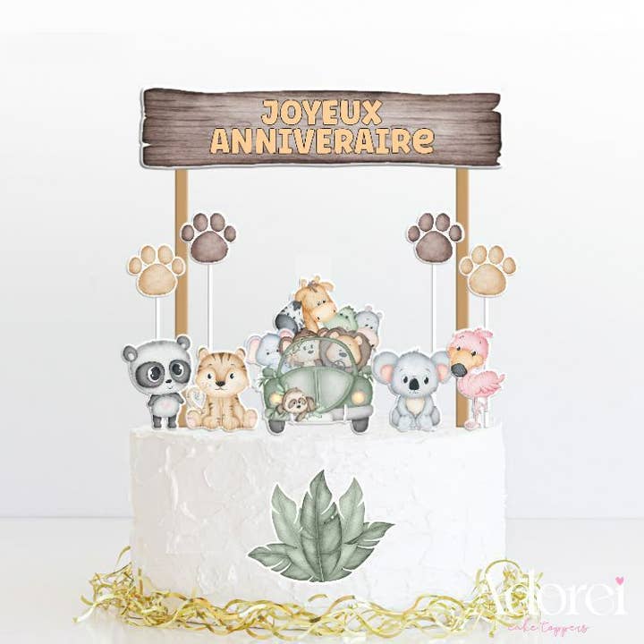 Adorei - Venta al por mayor Adorno para tartas/cupcakes - Topper de Tarta Safari Acuarela