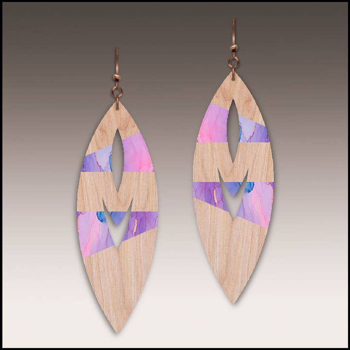 Brincos Maciço Madeira de Mogno - B43M por atacado de Willow by Illustrated Light