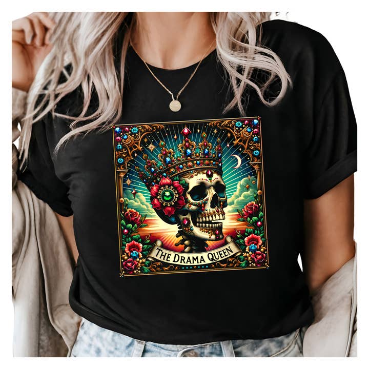 Epic Life - Designed - Venta al por mayor Camiseta estampada - Mujer - Camisa con cartas del Tarot de The Drama Queen para camisetas XS-4XL