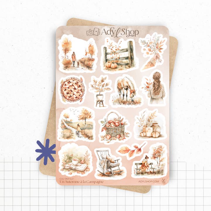 Planches de stickers "Un Automne à la Campagne" pour la vente par AdyLShop