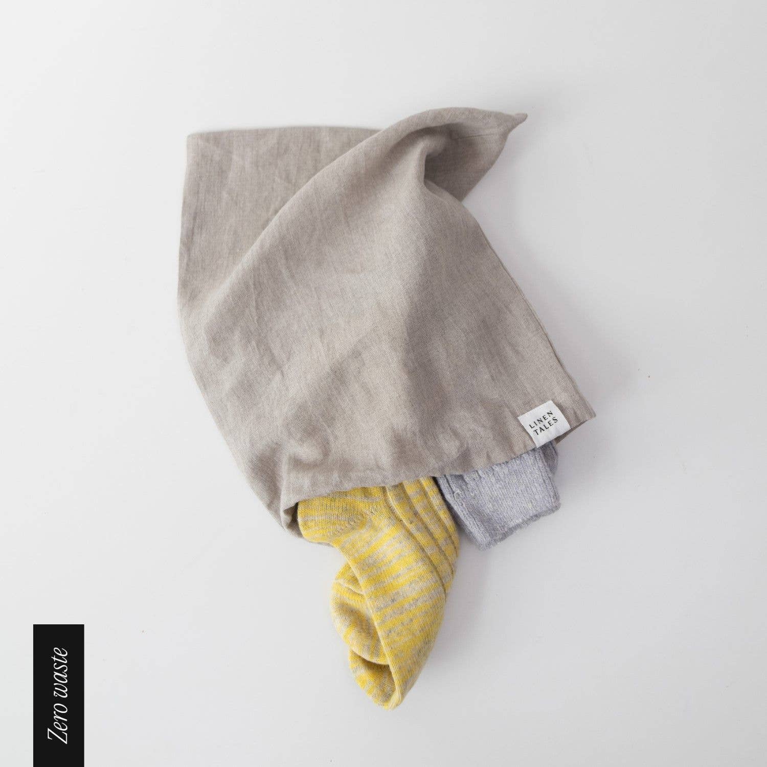 Linen Tales (We cover U.S. import duties) – wholesale Påse med dragsko – Unisex – Zero Waste Naturliga Linnetryckspåsar med Dragsko, Set om 33