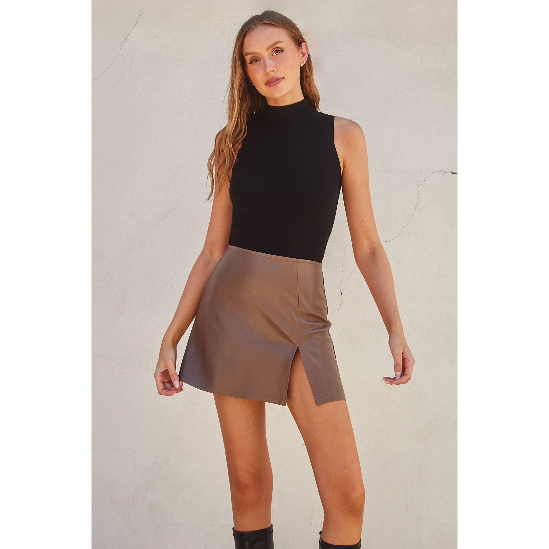 Dress Forum - Wholesale Bodysuit - Women's - FW5874A Turtleneck Tank Knitted Bodysuit15