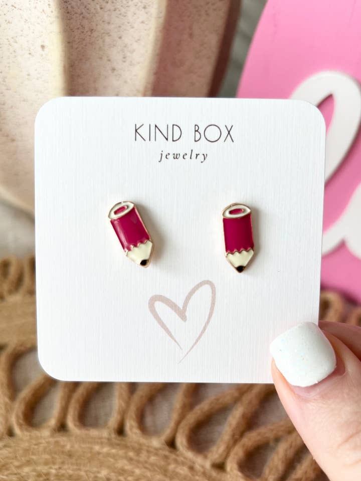 Earrings: Pink Pencil for wholesale by Kind Box