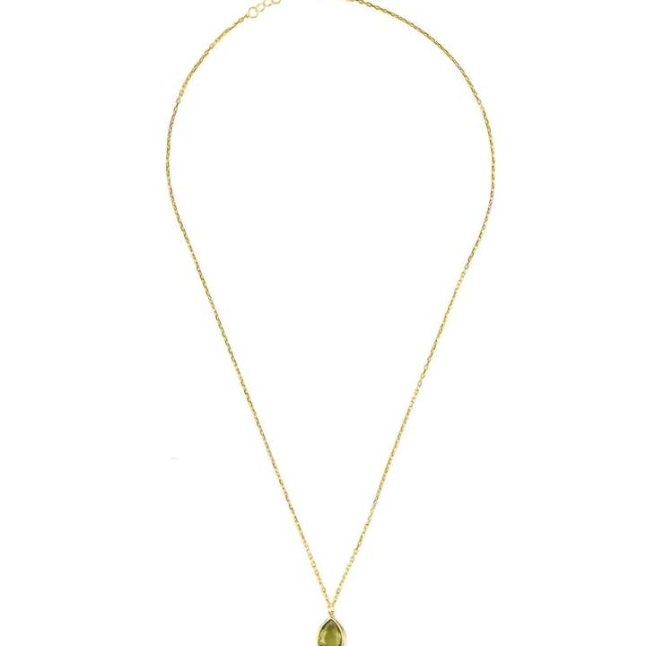 Latelita - Wholesale Halskettinghanger - Pisa Mini druppelvormige halsketting goud peridoot2
