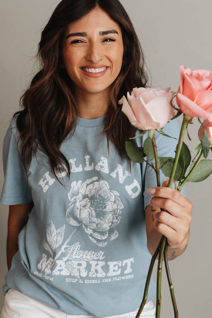 Crowned Free - Wholesale Screen Printed T-Shirt - Women's - Holland Flower Market Tee12