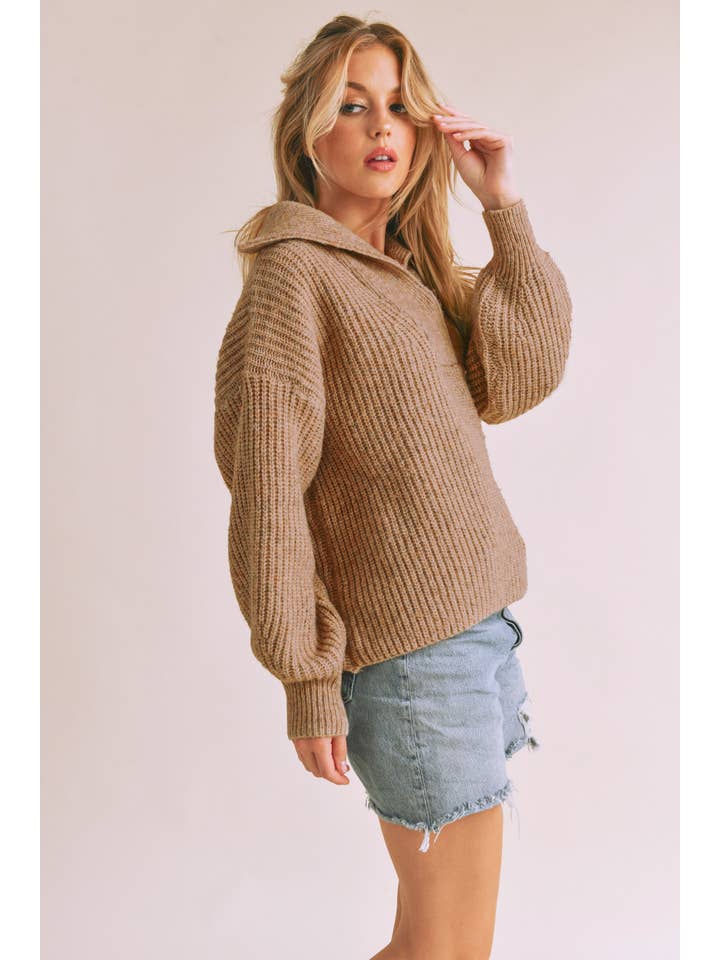 AEMI + CO - Wholesale Knit Sweater - Women's - 3101CK Danae Henley Sweater 1