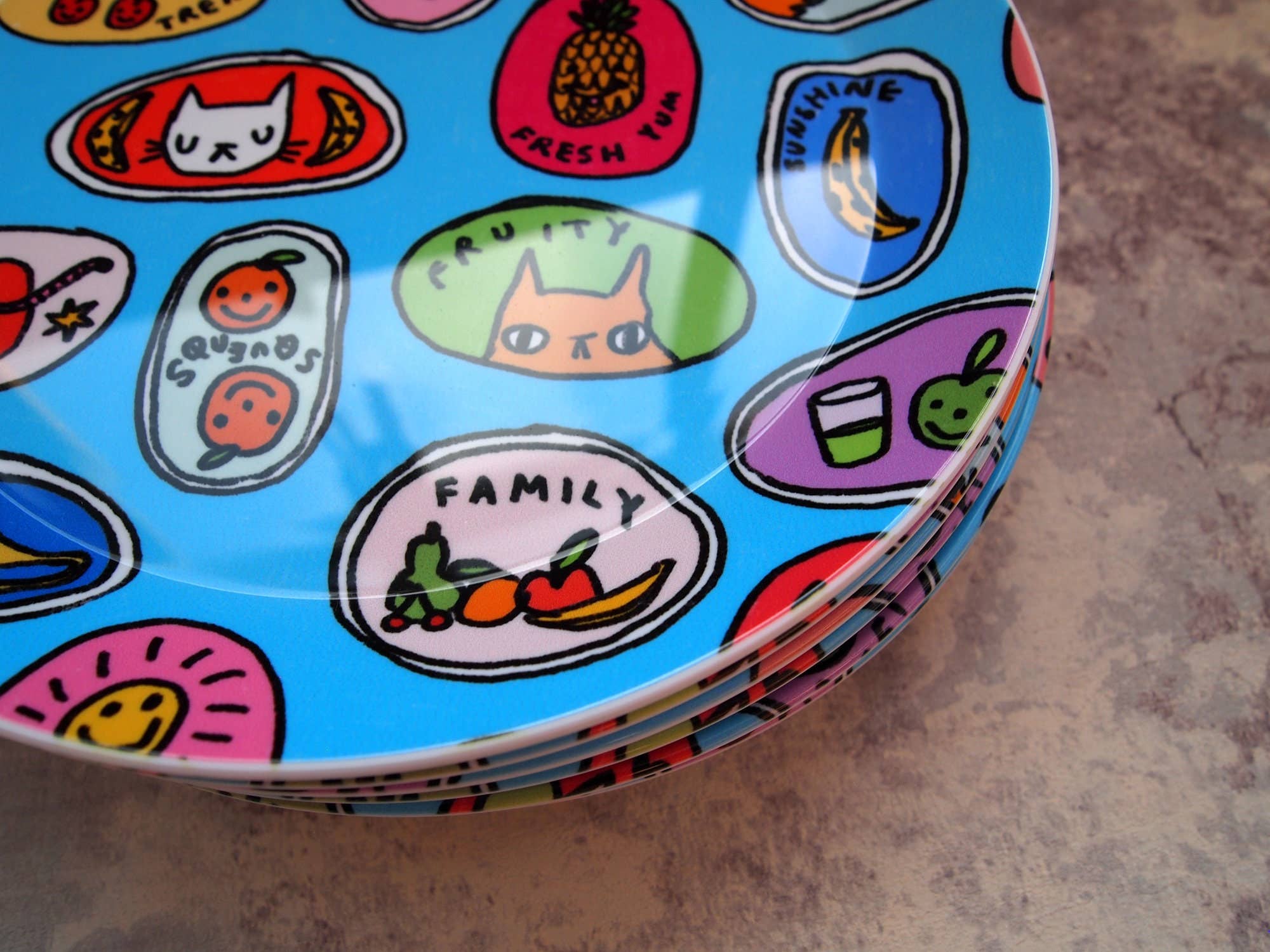 I LIKE CATS – wholesale Disposable plate – Cat Fruit Illustrated Plastic Snack Plate4