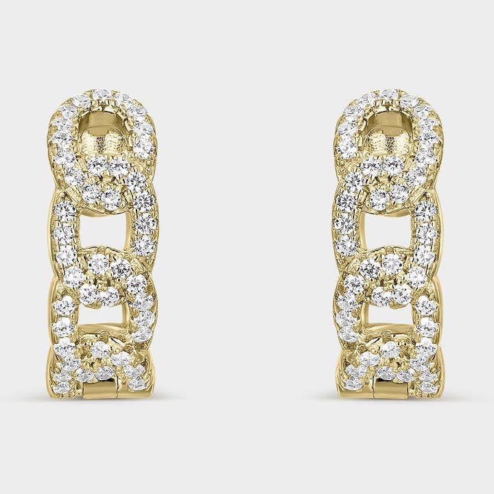 Brincos de argola com elos grandes em prata banhada a ouro por atacado de Itemporality