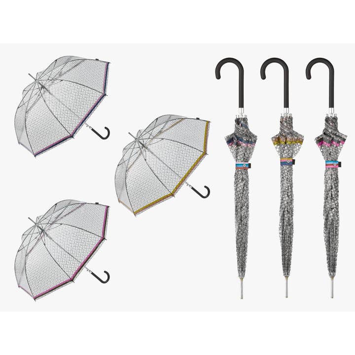 Transparent Long Umbrella Logo | 8 Ribs | Pertegaz for wholesale by Clima Umbrellas