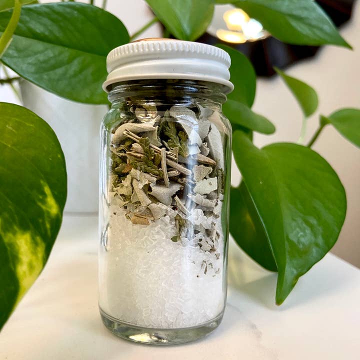 Three Witches Tea Shop - Vente Sel de bain - Sel de bain rituel biologique à la sauge blanche et au cèdre