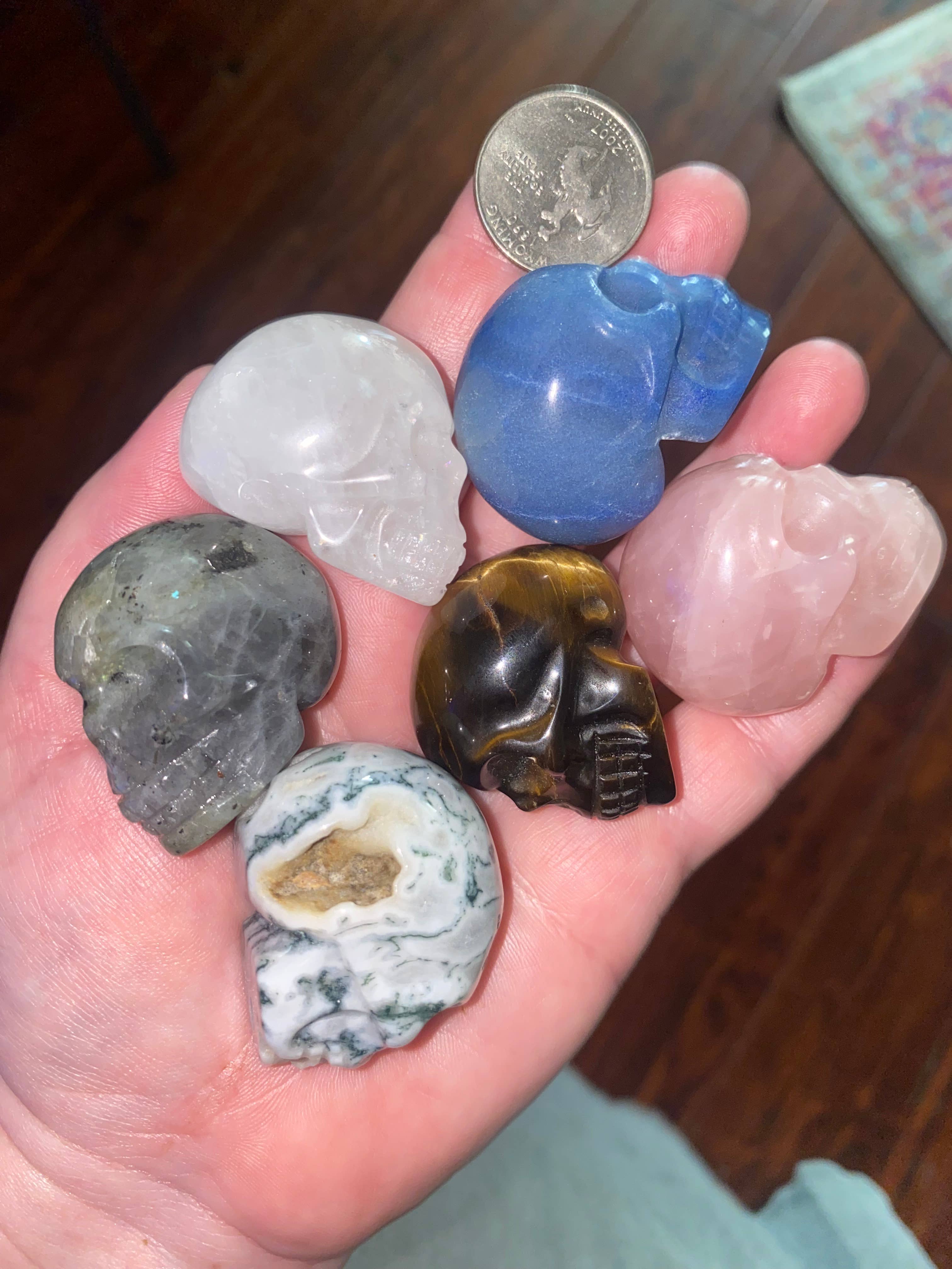 Moon River Designs - Wholesale Spiritual Stone/Crystal - Small Crystal Skulls Mystery Skulls 1.5”
