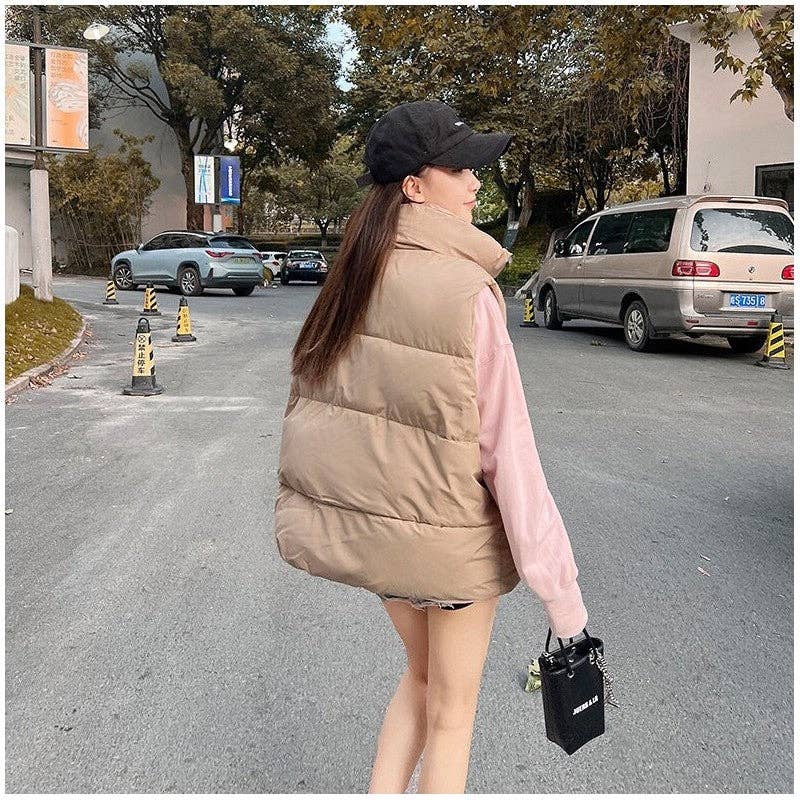 UZ Wholesale Store – wholesale Outerwear Vest - Women’s – Solid Color Loose Fit Puffer Vest Coat4
