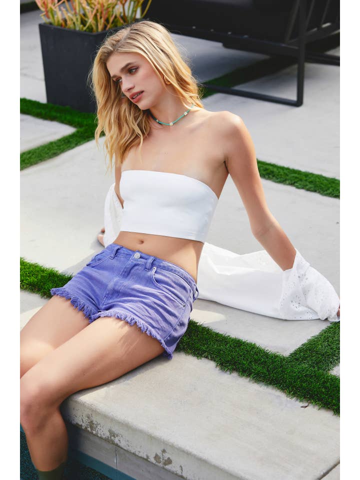 Mustard Seed - Wholesale Shorts - Women's - FRAYED-HEM DENIM SHORTS