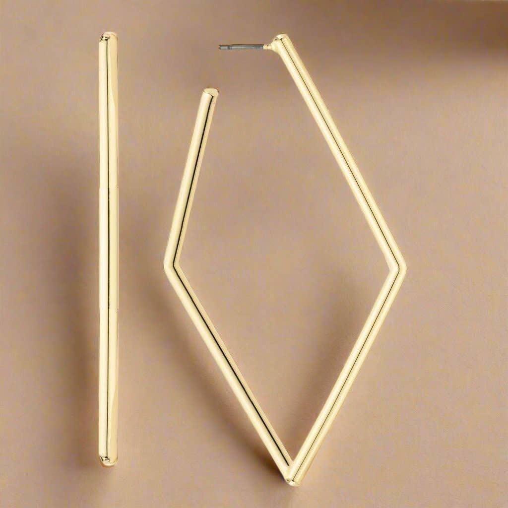 My Girl in LA – wholesale Hoop-örhängen – Glamour diamantformade örhängen med ringstolpar0