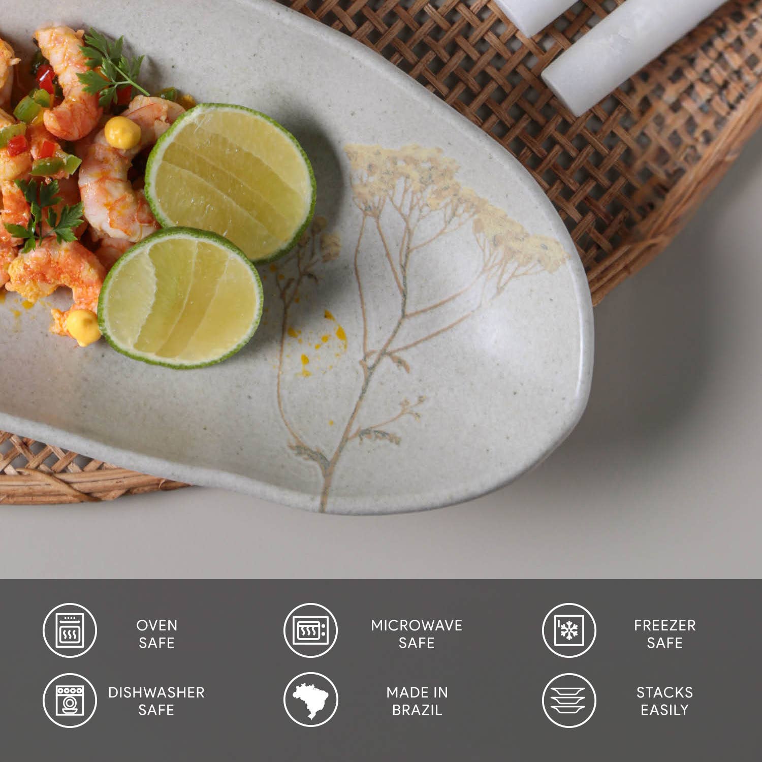 Elfenben Dybt ovalt fad stort stentøj 12,6 x 6,3" Campestre for engroshandel på Faire4