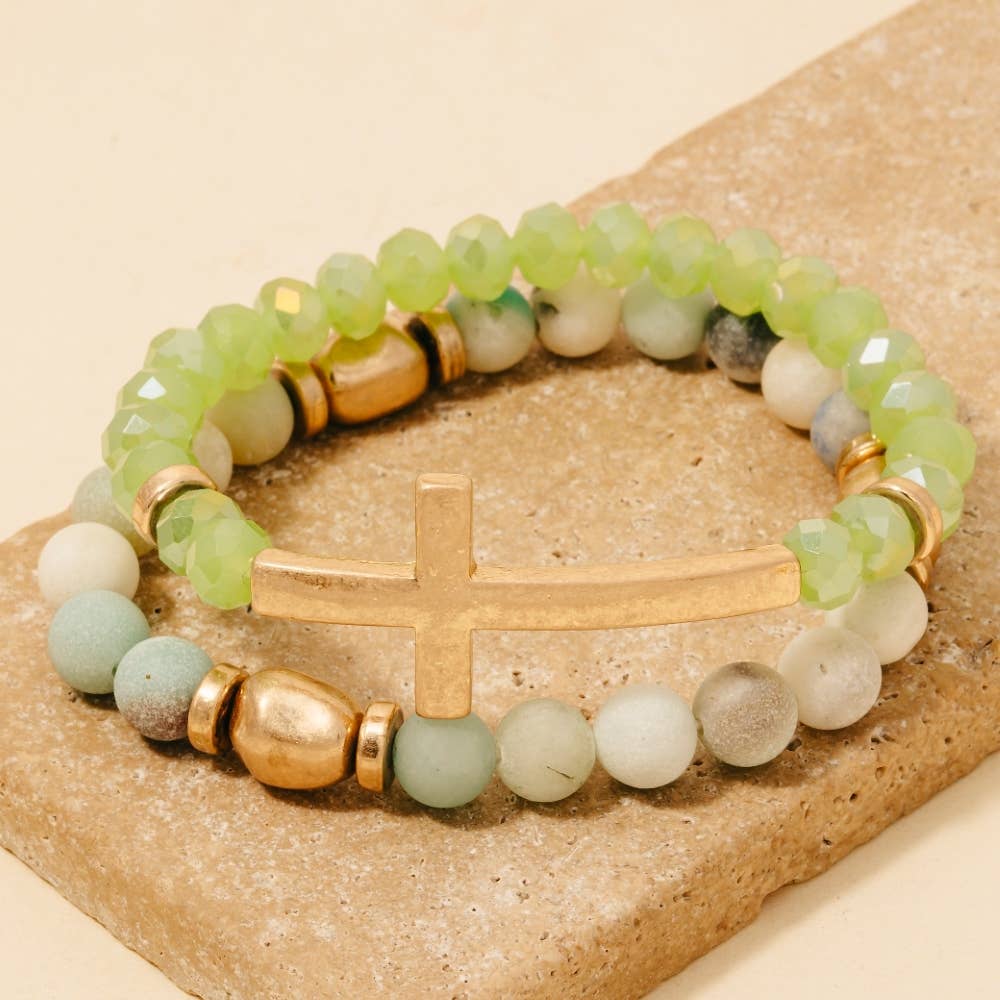 Anarchy Street – Engroshandel Perlearmbånd – Cross Charm Stone perlearmbånd sæt2