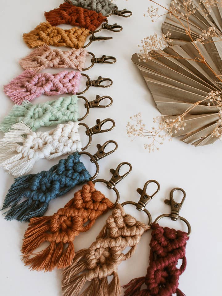Macramé Keychains | Small | NEW COLORS | Mini Macrame Keycha for wholesale by C By The Sea Shoppe