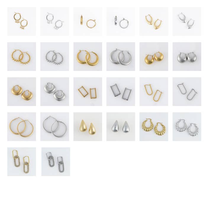 Conjunto de 52 Peças de Argolas à Prova de Água em Ouro 18K + Aço por atacado de Howard's