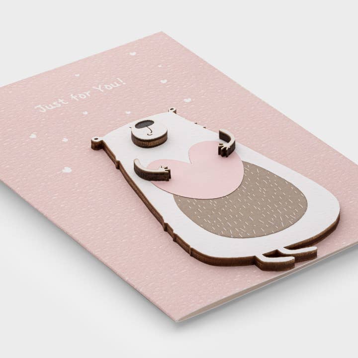 Carte d'Amour en Bois 3D – Carte de Vœux Romantique Faite à la Main pour la vente par PESKOVOI