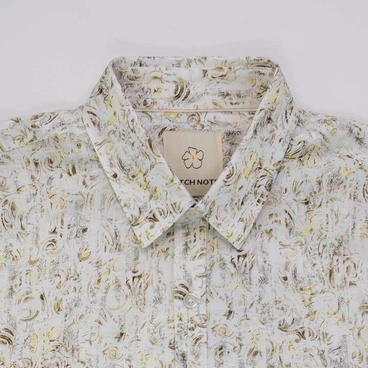 Stitch Note - Wholesale Button Down Shirt - Men's - Abstract Swirl Linen Print Shirt3