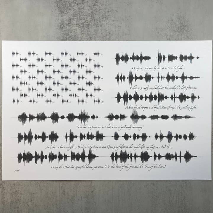 Stjärnbaneret Ljudvågsflagga Väggkonsttryck 30x45cm för wholesale av The Soundwave Booth