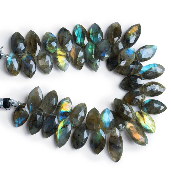 16x8mm Labradorite Faceted Marquises 8 inch 40 beads for wholesale by The Bead Traders