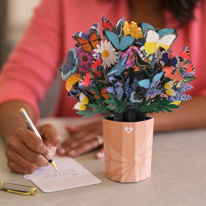 Lovepop Cards - Wholesale Everyday Greeting Card - Butterfly 12”H x 8.5”W Bouquet, Flower Vase, Pop-Up Cards