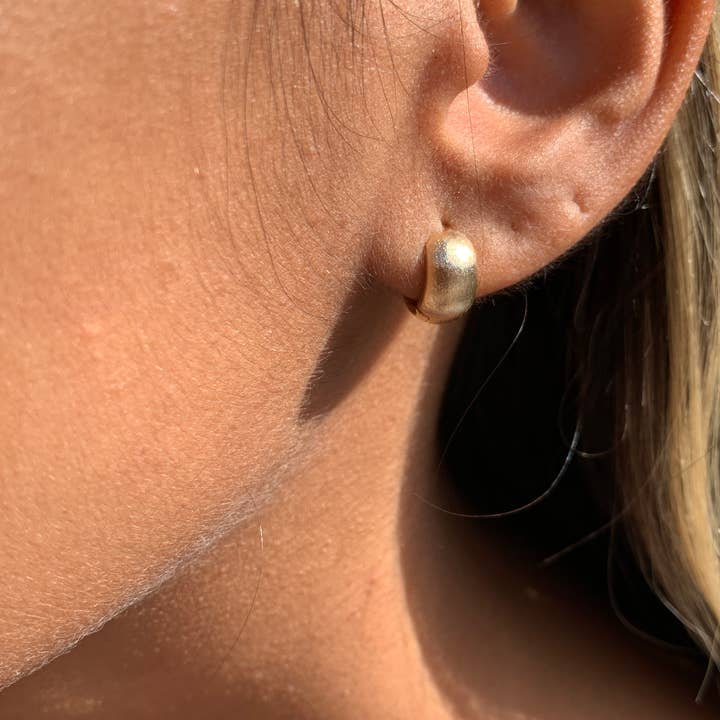 Tiny Gold Filled Brushed Huggie Hoop Earrings – Dainty Everyday Jewelry for Women for wholesale by Mali Beads