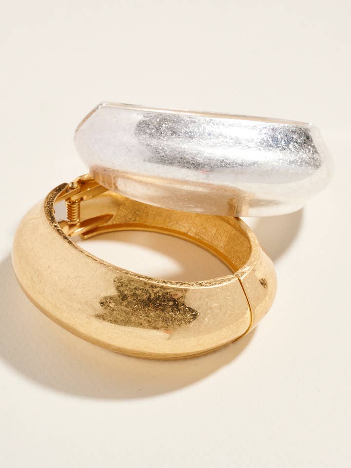 Glatte 3D Puff Vintage Metall Scharnier Armreif Armband für den Großhandel von Designature New York