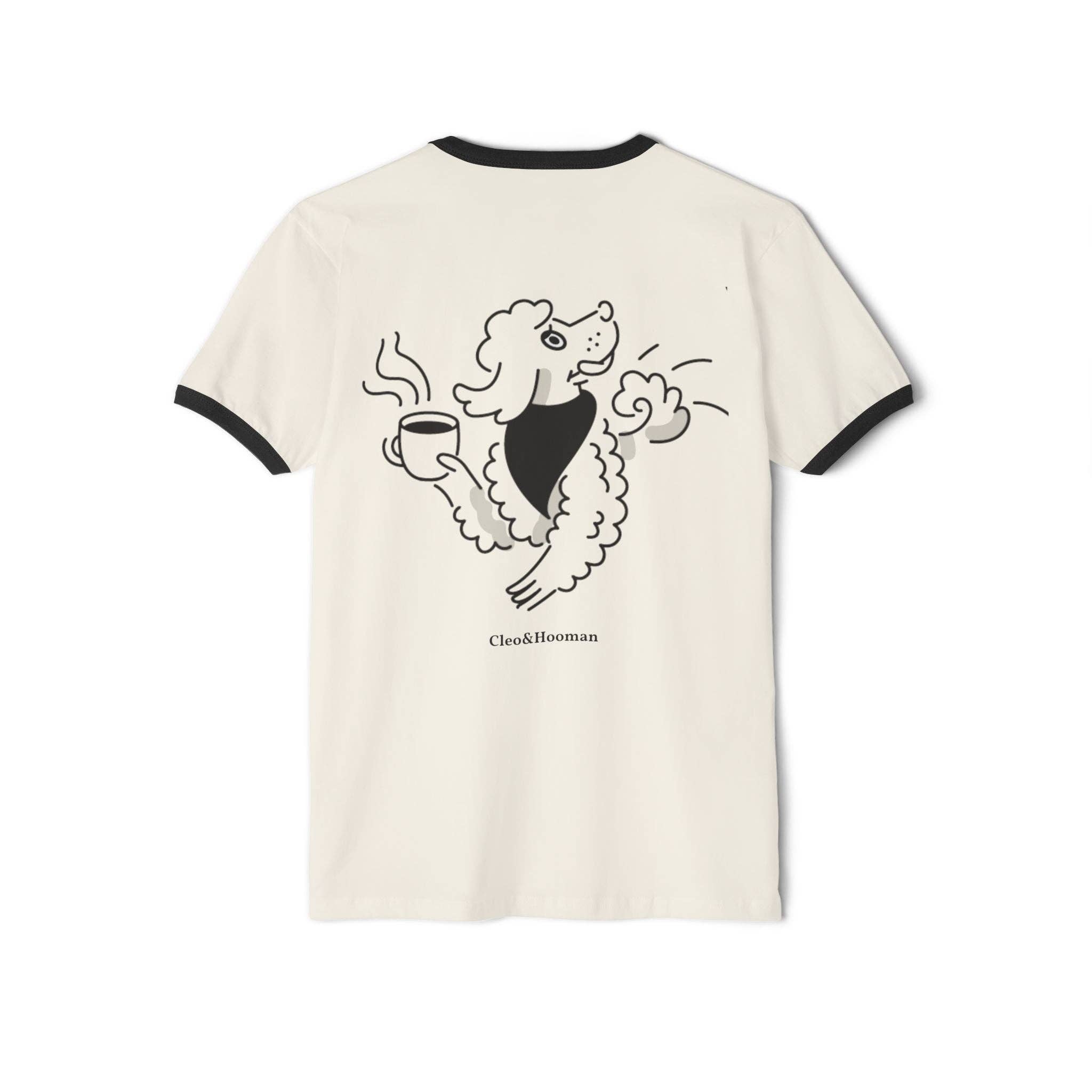 Natural Black Cleo&Hooman Coffee Ringer T‑Shirt  (Limited Edition) for wholesale on Faire2